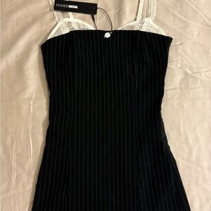 Fashion Nova Black Pinstripe Dress
